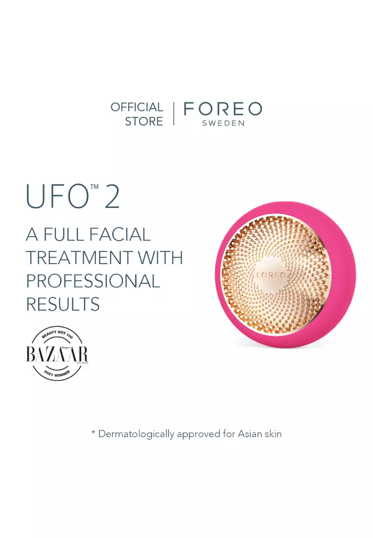 FOREO UFO 2 Full Facial Treatment Device with Advanced Heating Cooling LED Light Therapy Compatible With all UFO and Sheet Masks [2-Year Warranty] - Fuchsia