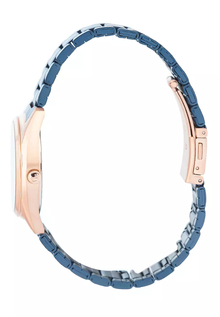 Alexandre Christie Jam Tangan Analog Wanita - Rosegold Blue Stainless Steel - 8681 LDBURBU