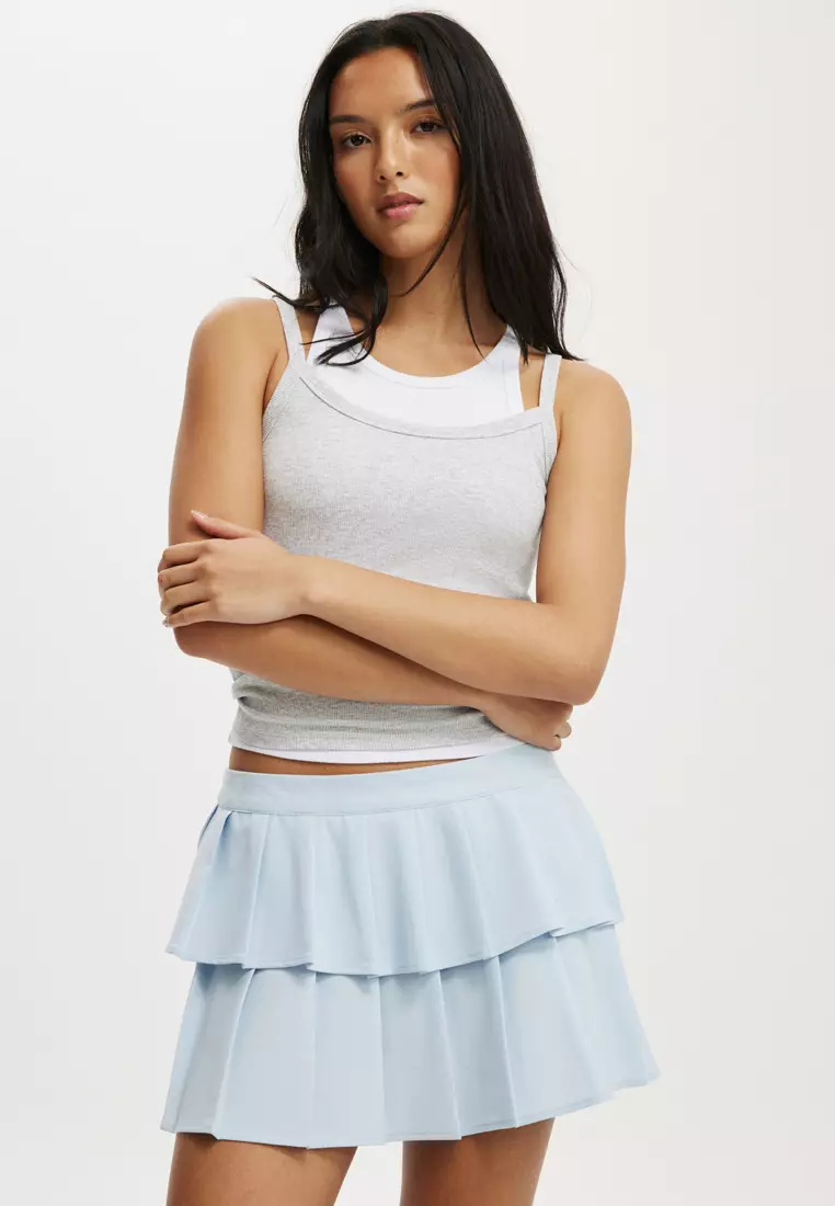 Double Pleated Mini Skirt