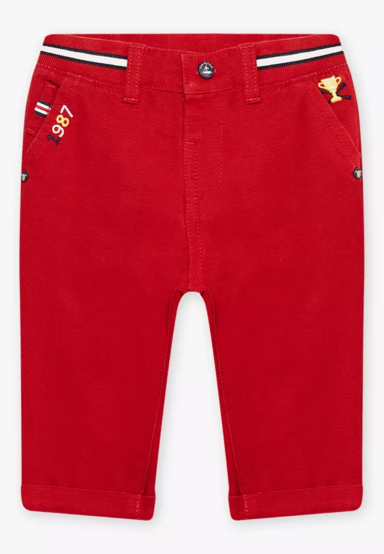 Red Elastic Waist Pants