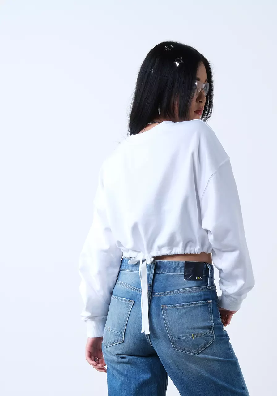 Sweatshirt Wanita Crewneck Gou White