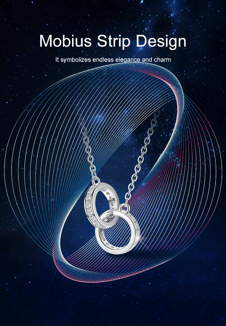 Kalung Wanita Moebius Strip Design Berlian Korea Original Kalung Anti Karat dan Luntur