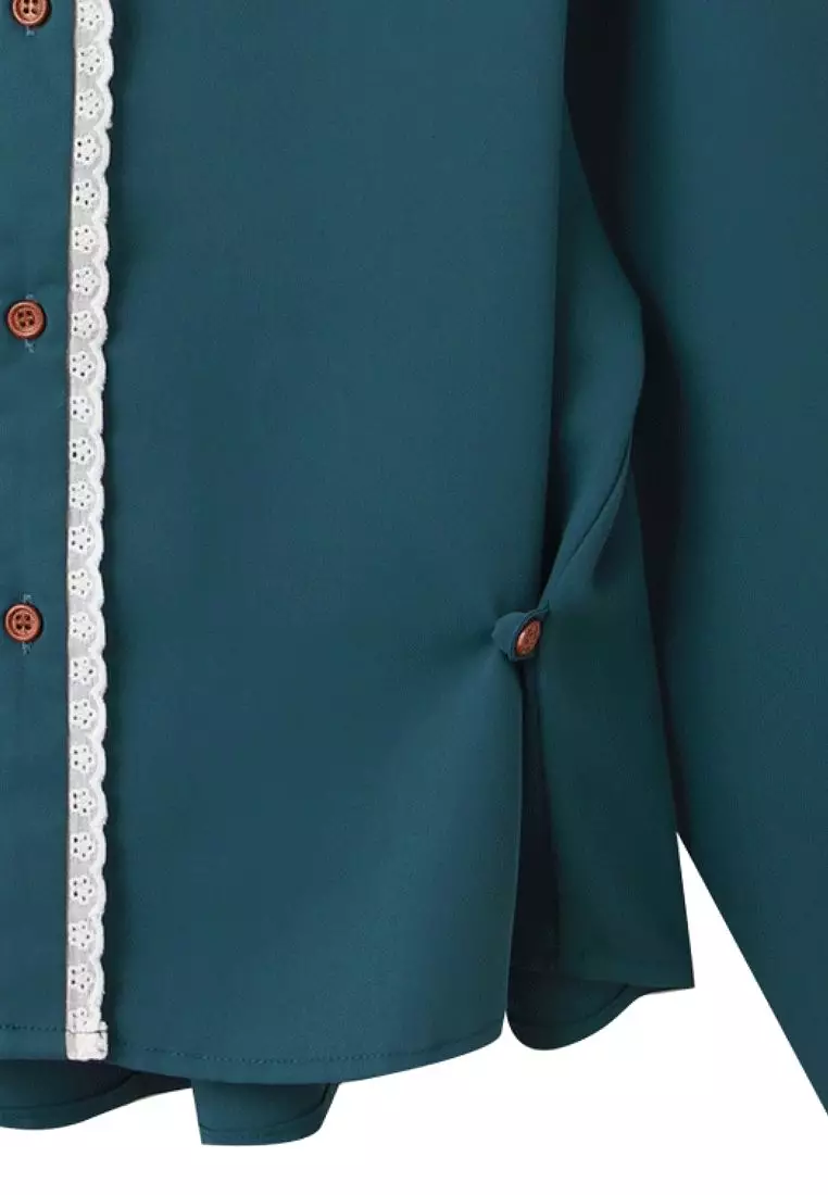 Two-Way Lace Trimmed Blouse [AB19796]