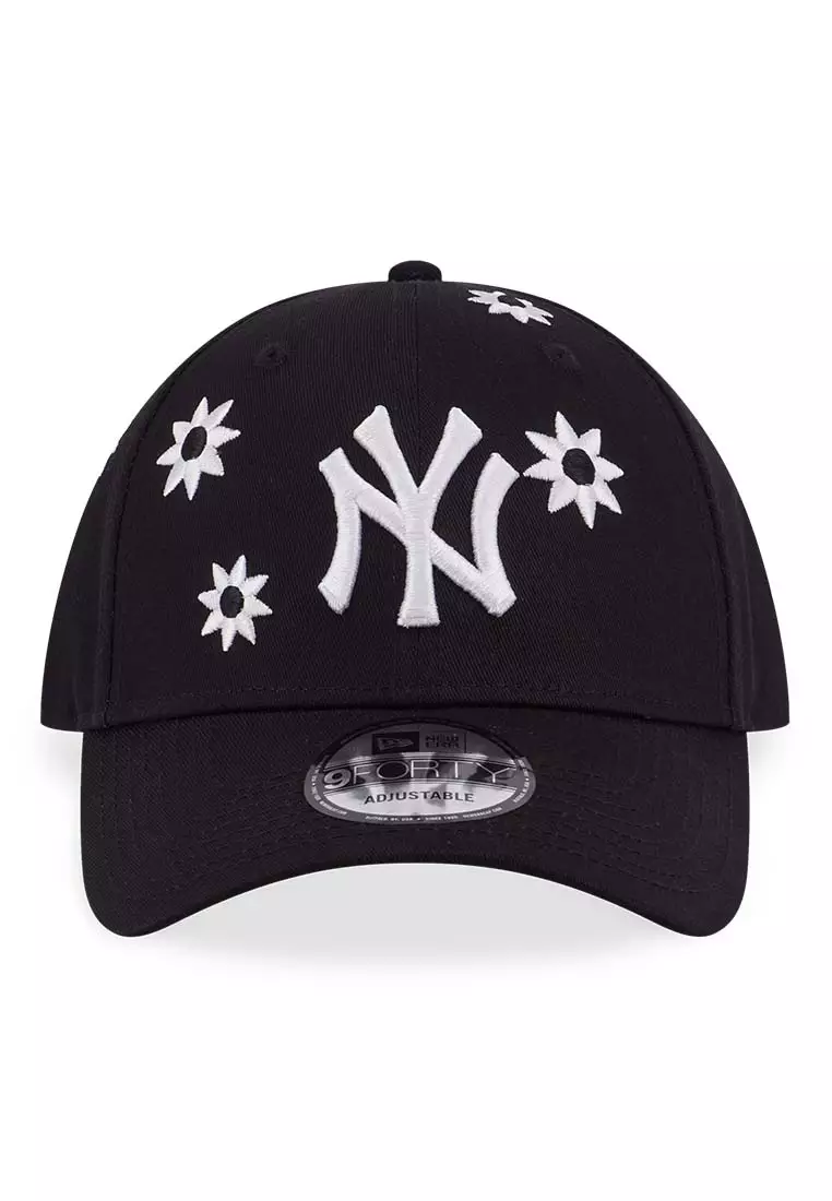 New Era Curved Brim 9FORTY Flower New York Yankees MLB Navy Blue Adjustable  Cap