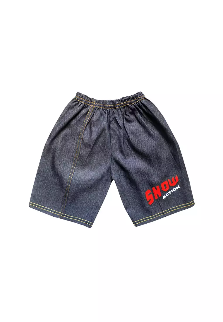 Skabe Pakaian Bayi Anak Laki Laki Baju Atasan Lengan Pendek Motif Snow Setelan Celana Jeans All Size Baby Warna Tua Usia 12 Bulan Hingga 18 Bulan 2318