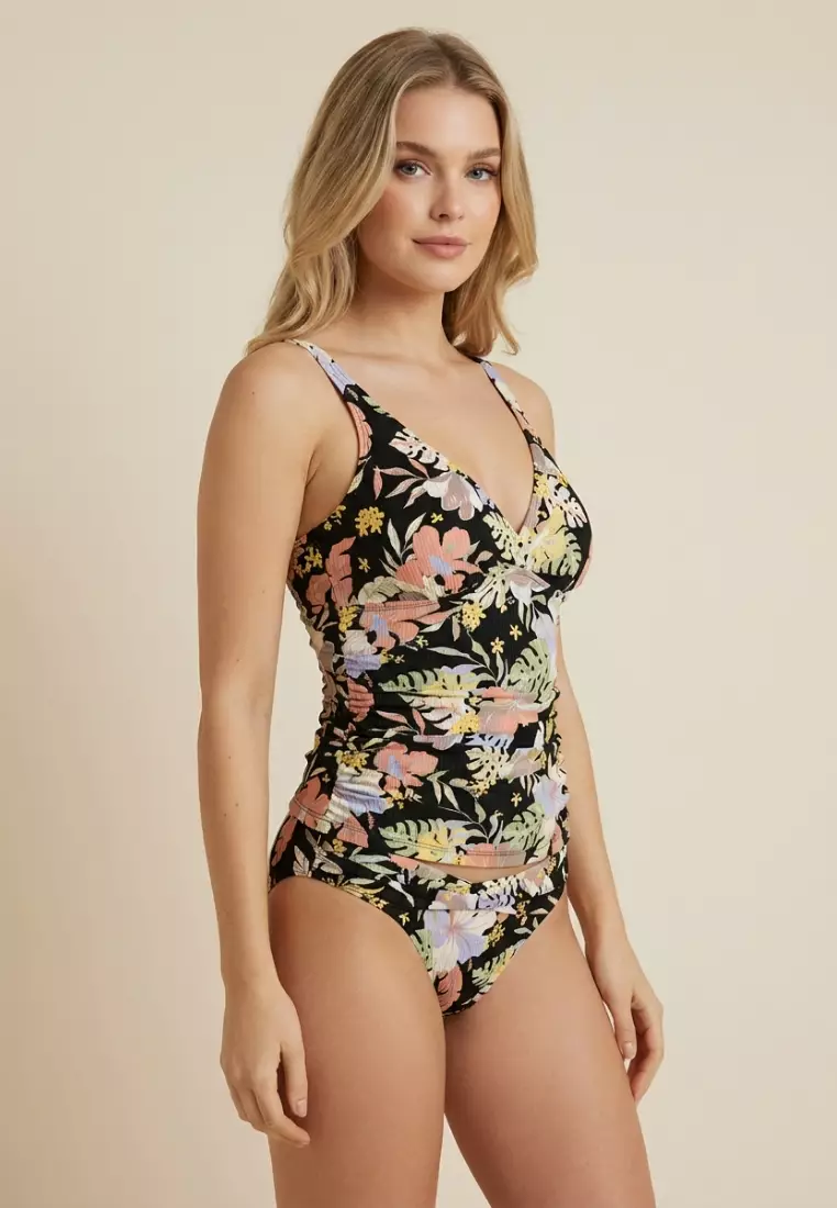 Daydream Black Plus Cup Cross Front Tankini