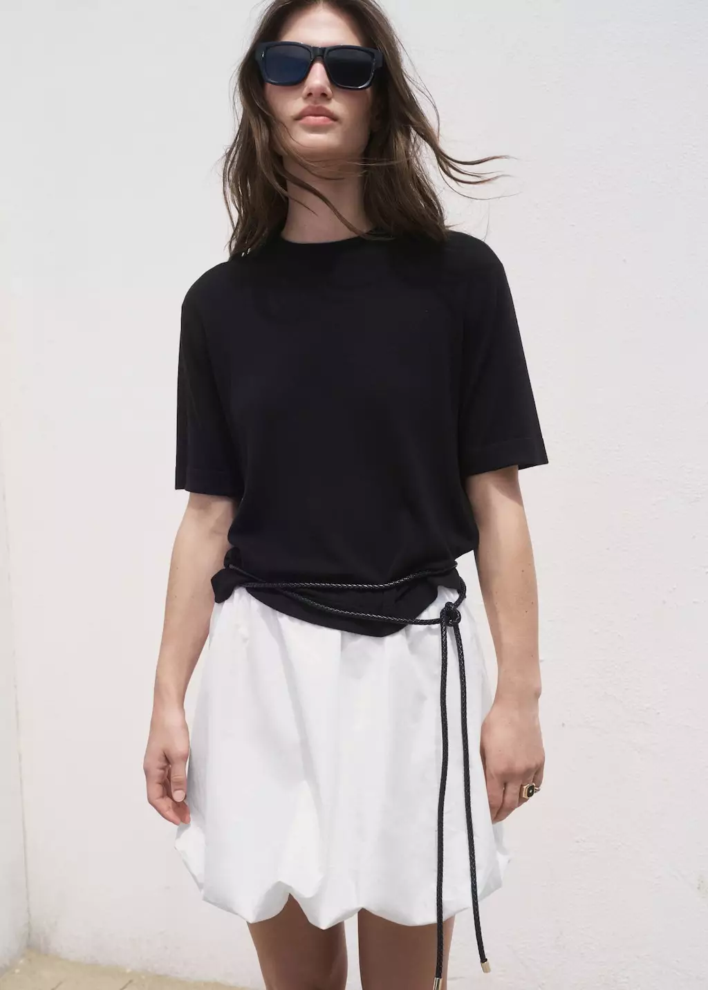 Sweater rajutan halus lengan pendek