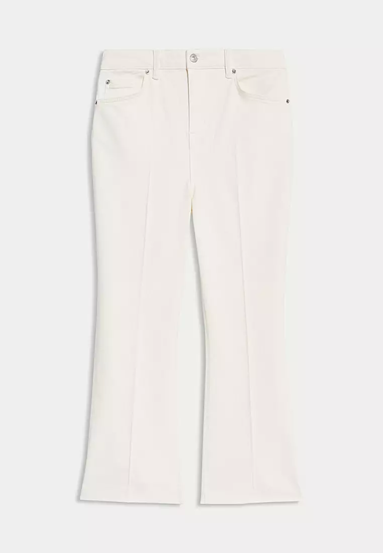 High Waisted Slim Flare Cropped Jeans