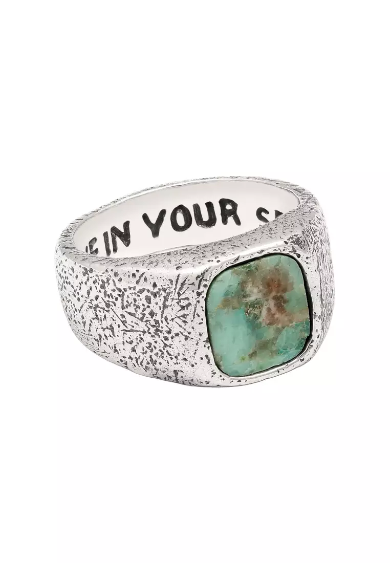 EXCLUSIVE Cincin Perhiasan Perak 925 Pria Signet Turquoise