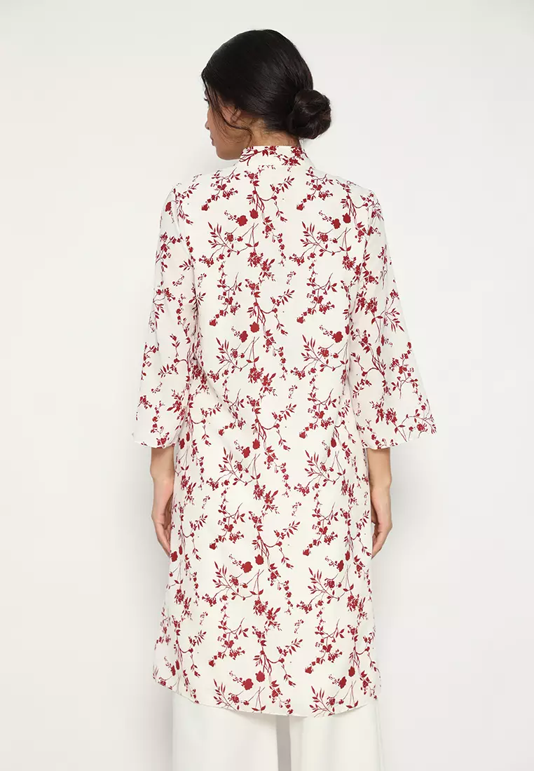 Tunik Sanghai Motif Bunga Kecil In Broken White By Brilliant Girl Warna PUTIH