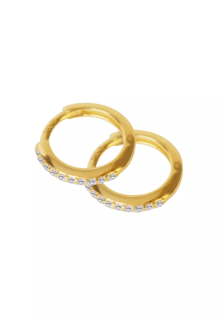 Pavé Diamond Small Hoops 18k Gold