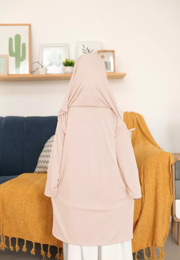 Alifa Bergo Anak | Hijab Instan Anak | Kerudung Instan | Cardigan Outer  - Blush Peach