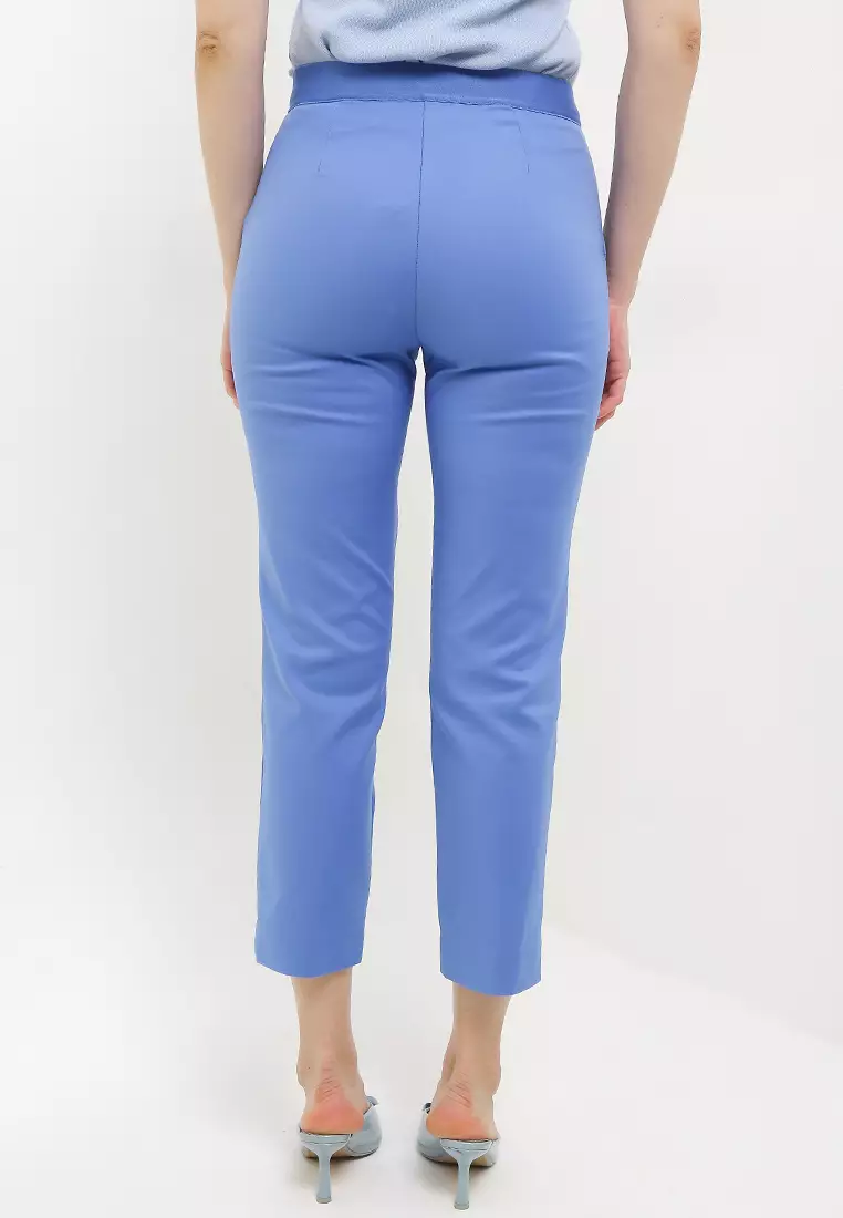 Cotton Blend Slim Fit Ankle Grazer Trousers