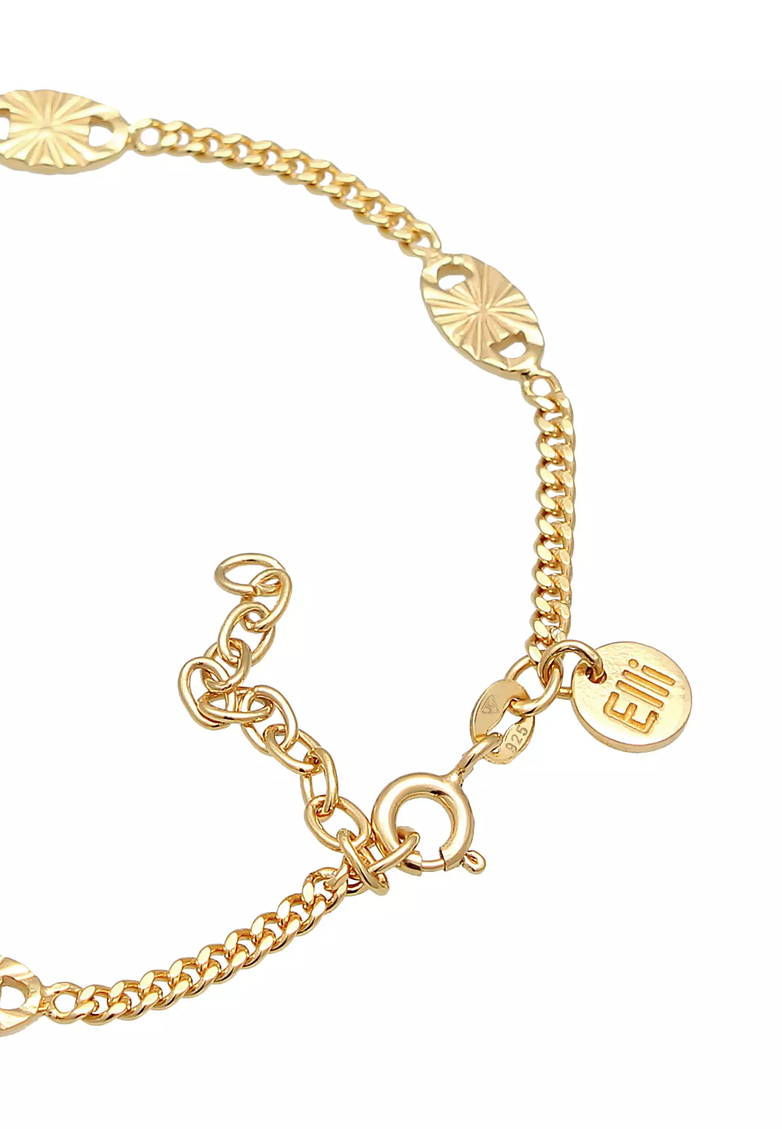 Bracelet Curb Chain Plate Star Design Adjustable Gold Plated