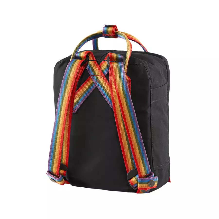 Kanken Mini Black - Rainbow Pattern