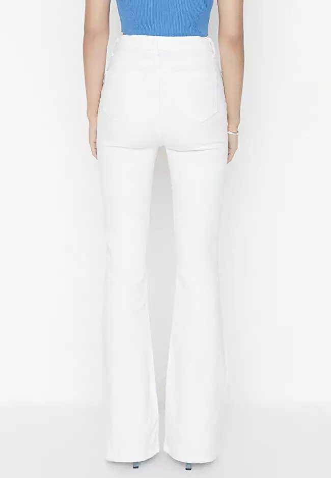 Buy Trendyol High Waist Flare Pants in White 2024 Online