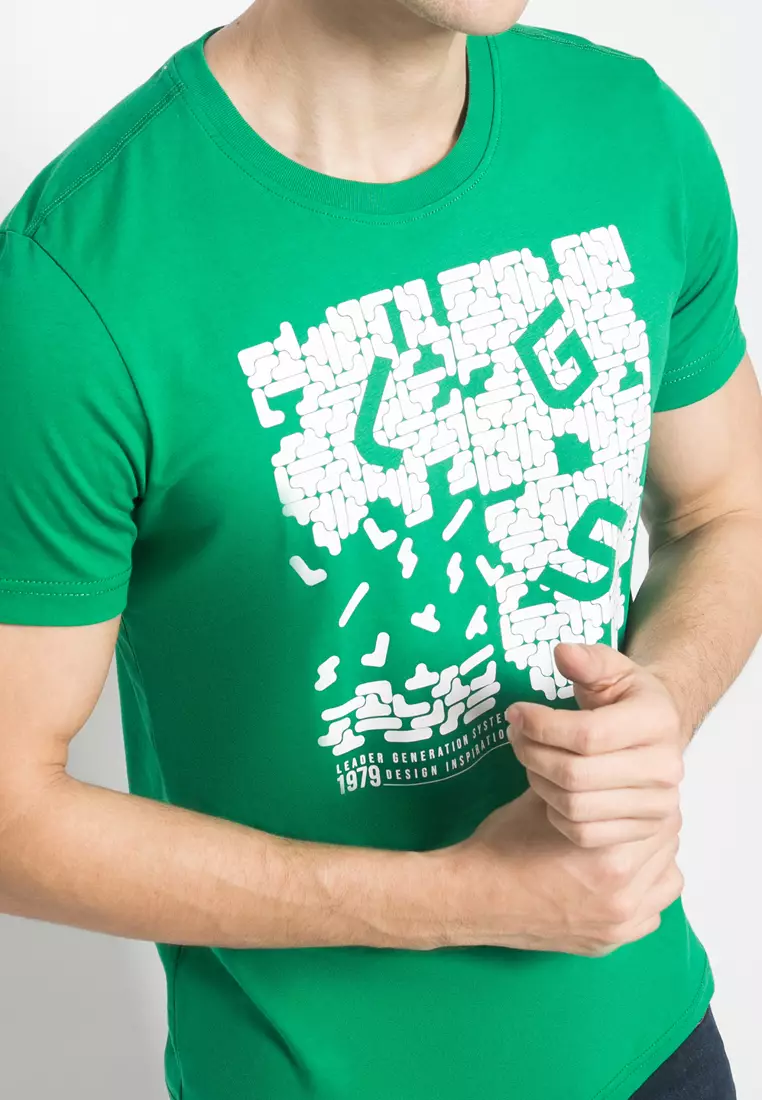 LGS - Kaos Pria - Motif Sablon - Warna Hijau - GTS.878.P155.02.C