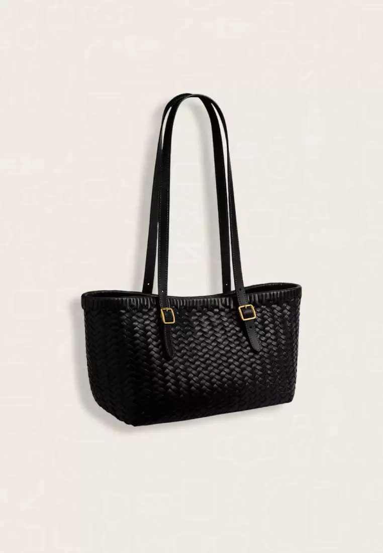Coach Woven Swing Tote Bag Black