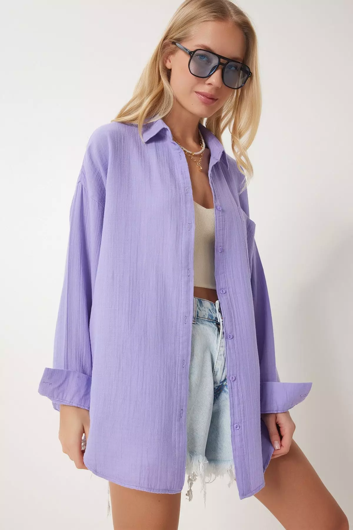 Happiness Istanbul Cotton Oversized Woven Shirt