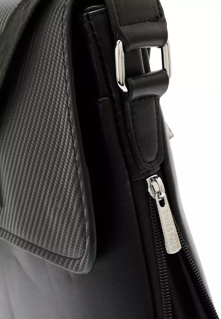 Textured Messenger Bag / Crossbody Bag / Sling Bag - Black