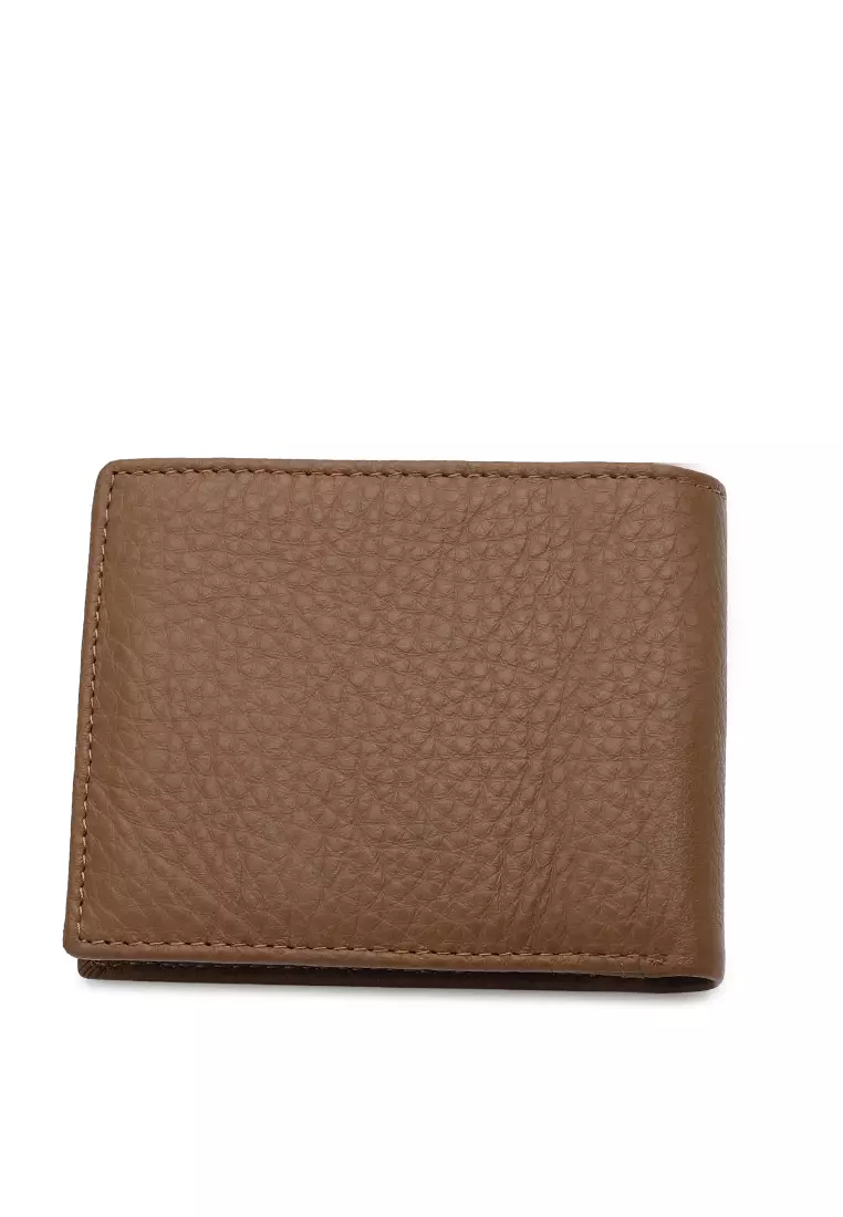 Men's RFID Genuine Leather Bi Fold Center Flap Short Wallet