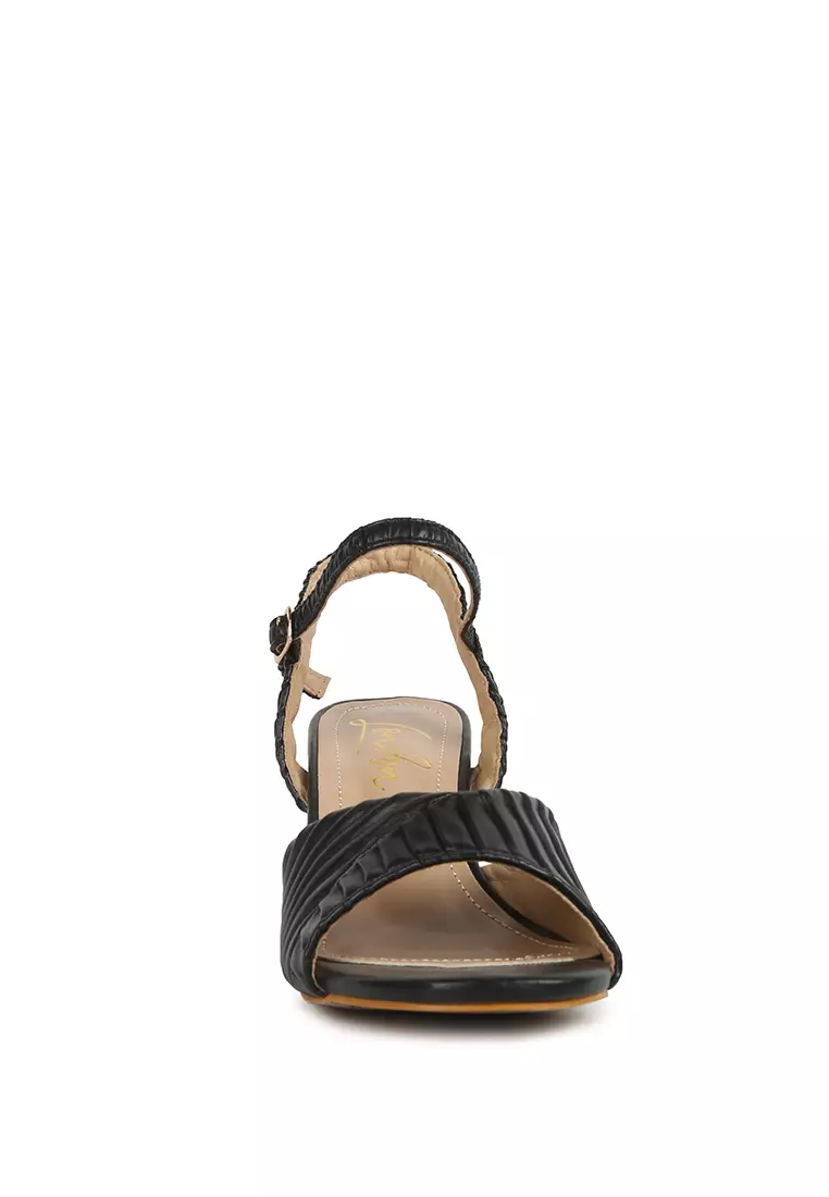 Buy London Rag Black Pleated Strap Block Heel Sandals Online | ZALORA ...