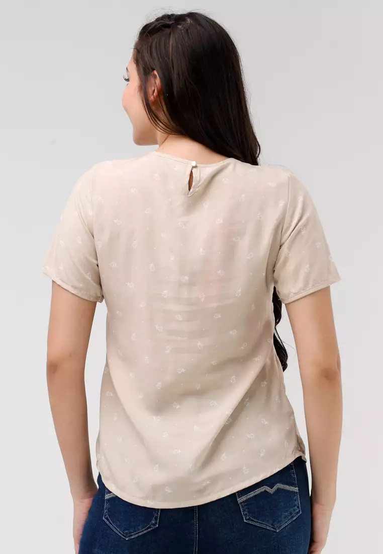 Woven Printed Rayon Short Sleeves Blouse