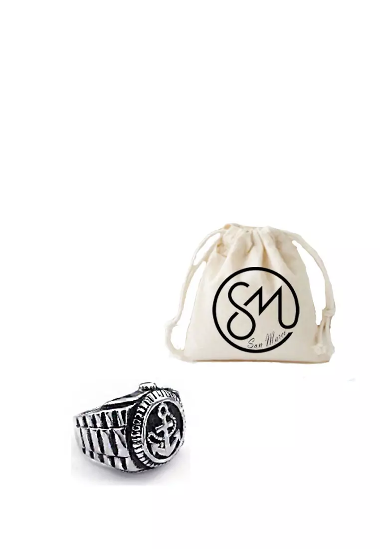 Accessories Cincin Pria Anchor Premium Stainless-Steel Ring Silver
