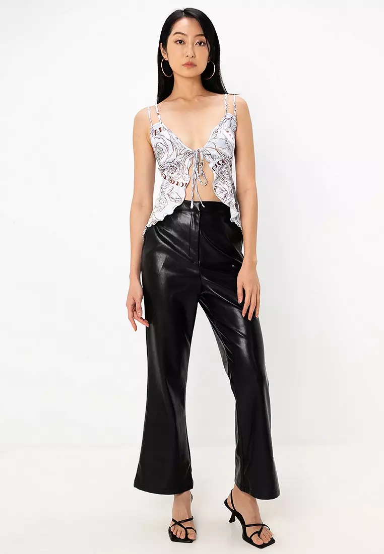 Satin Sleeveless Wavy Hem Top