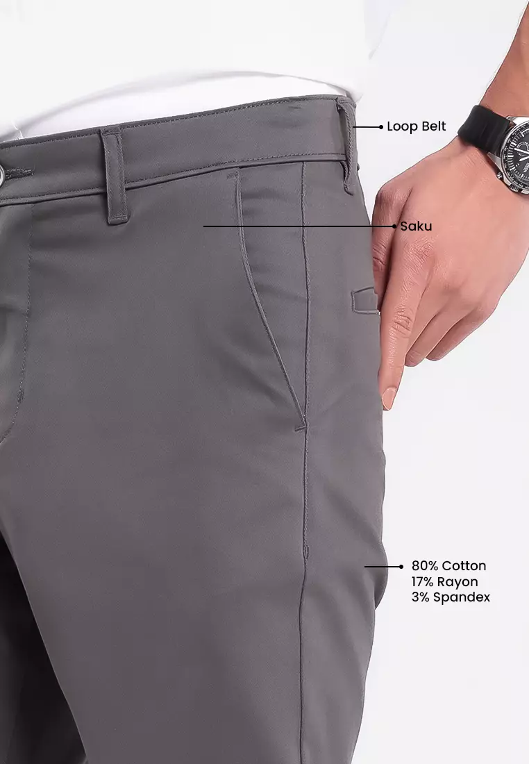 MANZONE - Celana Panjang Chinos Pria Turner 06 Reguler Fit - Dark Grey Warna Grey_Dark