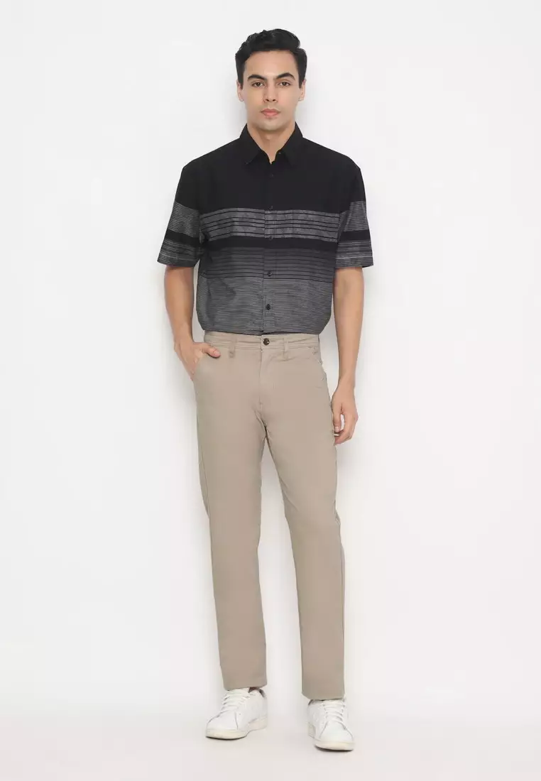 POLICE Celana Chino Panjang Stone Cotton Premium Regular Fit Pria