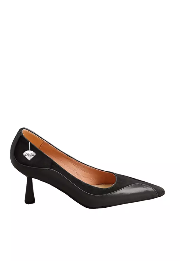 Discount on Twenty Eight Shoes  shoes - SKU: VANSA Top Layer Cowhide And Kidsuede High Heel Pumps VSW-H-8979