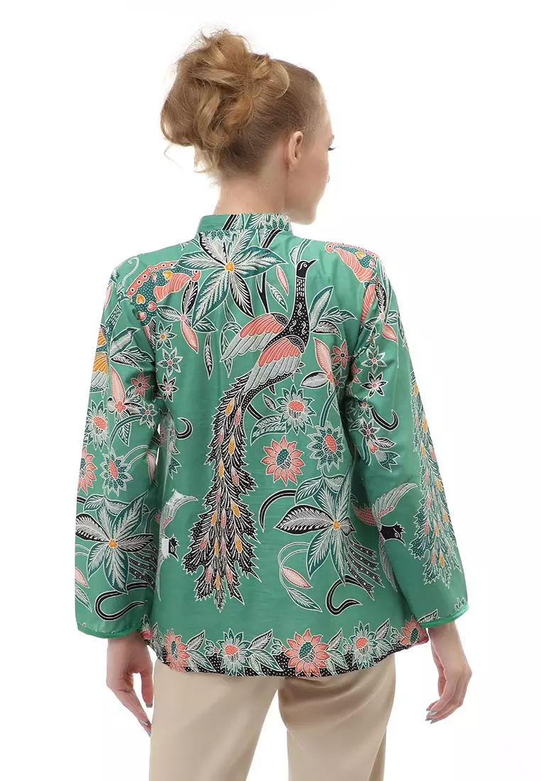 Lynelle Atasan Formal Wanita Blouse Batik Long Sleeve Model Kancing Material Cotton ORIGINAL - Tosca