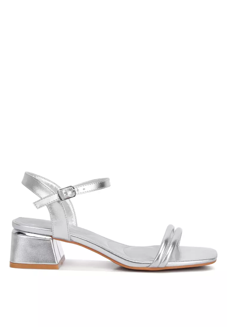Discount on London Rag  shoes - SKU: Silver Metallic Strap Block Heels