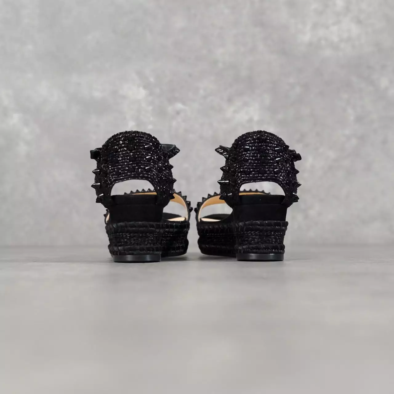 Sepatu CHRISTIAN LOUBOUTIN MADMONICA 6CM MATTE BLACK SPIKE WEDGES 100% ORIGINAL