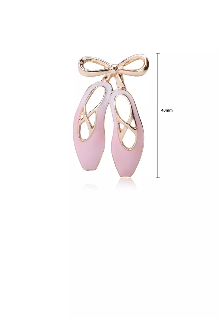 Buy Glamorousky Simple Temperament Plated Gold Enamel Pink Ballet
