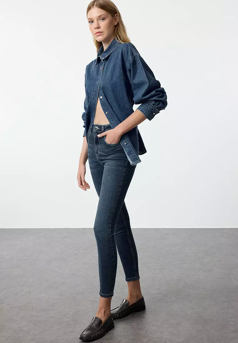 Buy Trendyol Super High Waist Skinny Fit Jeans In Blue | 6thStreet Qatar