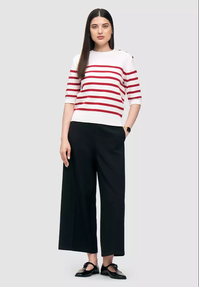 Elbow Length Shirt with Shoulder Button Detail