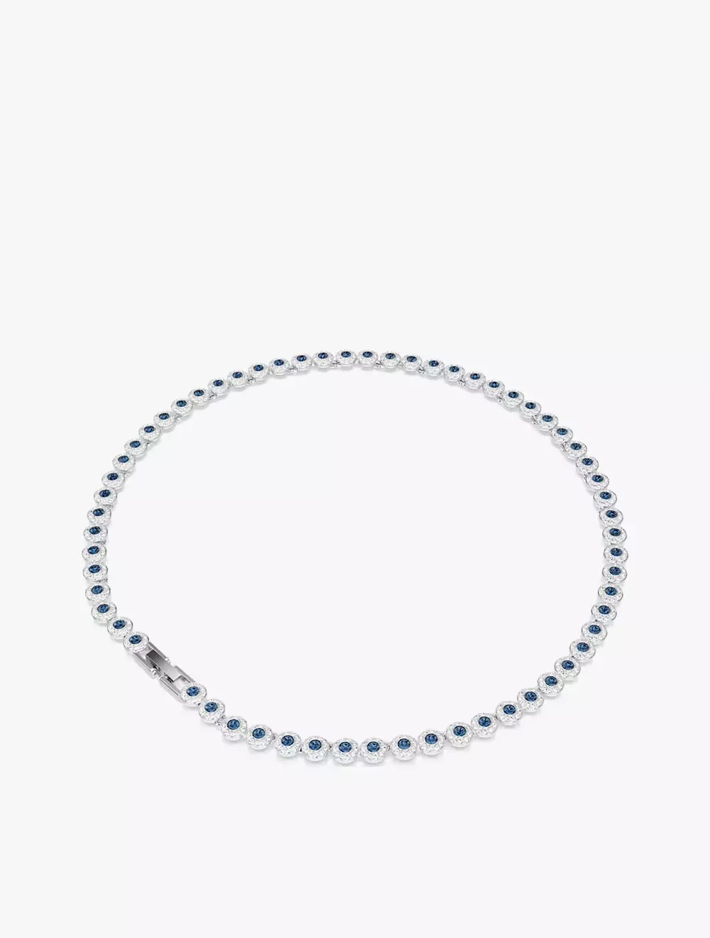 Una Angelic Tennis necklace, Round cut, Blue, Rhodium plated