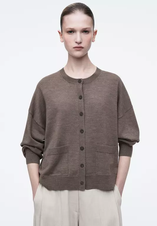 Merino Wool Crew-Neck Cardigan