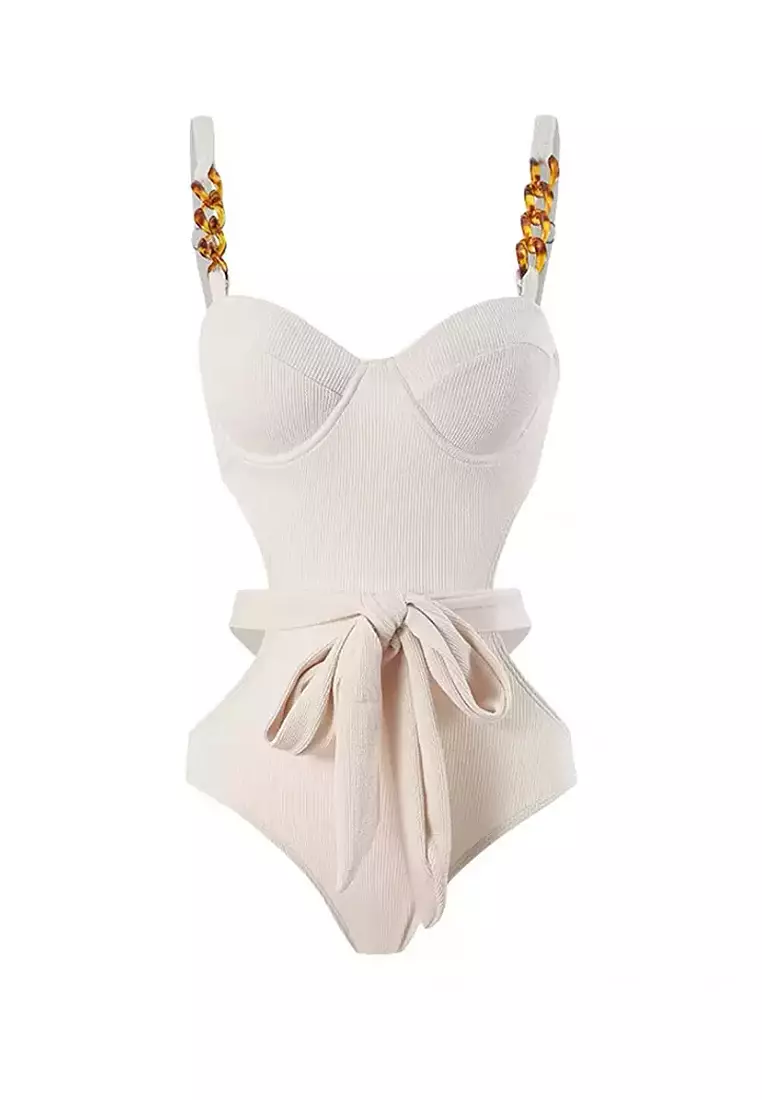 Korean sling resort one-piece swimsuit CA24032109W