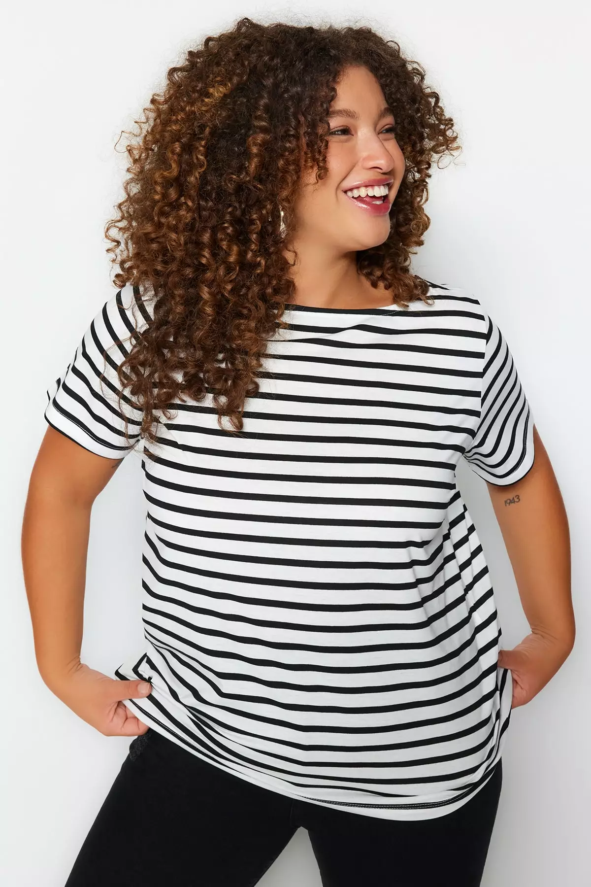 Striped t shirt plus size discount