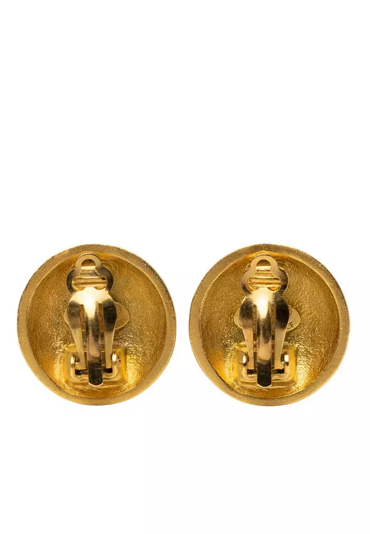 Pre-Loved Chanel Cc Gold Plated Button Clip On Earrings