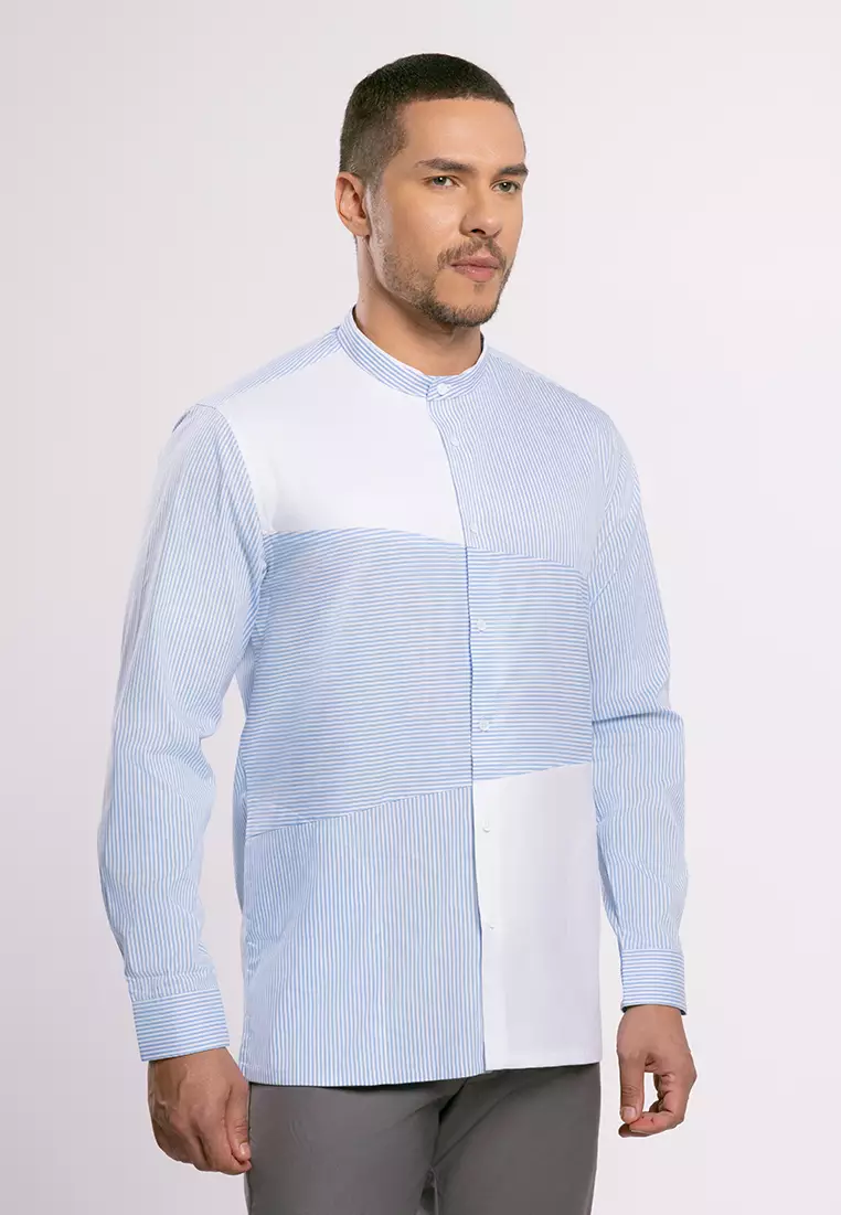 MOC - Kemeja Shanghai Lengan Panjang Pria Sadam - Light Blue