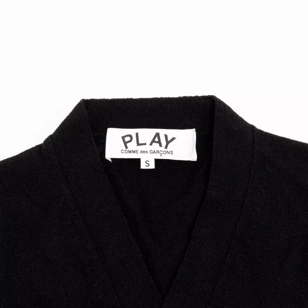 Play Double Heart Patch Wool Cardigan Black