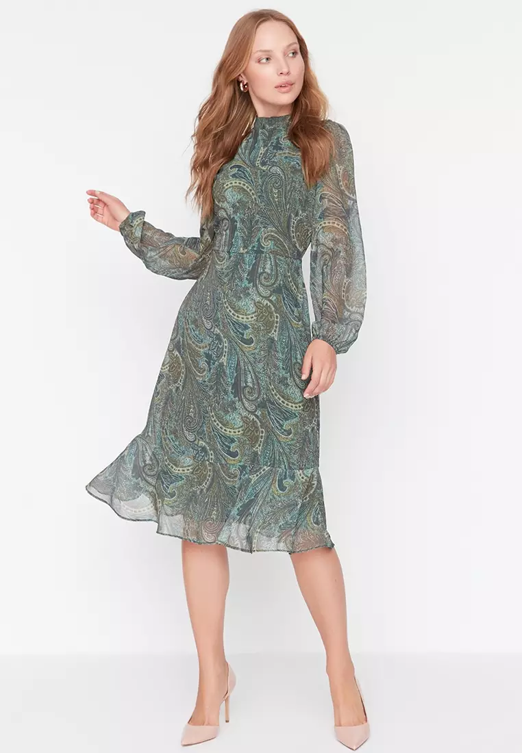 Buy Trendyol Patterned Ruffle Dress Online | ZALORA Malaysia