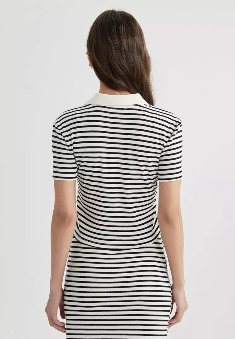 Polo Neck Ribbed Camisole T-Shirt