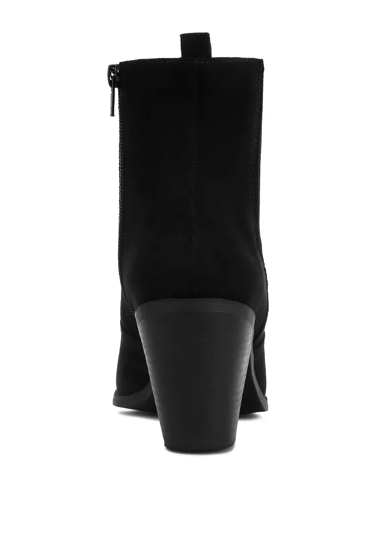 Black High Ankle Cowboy Boots