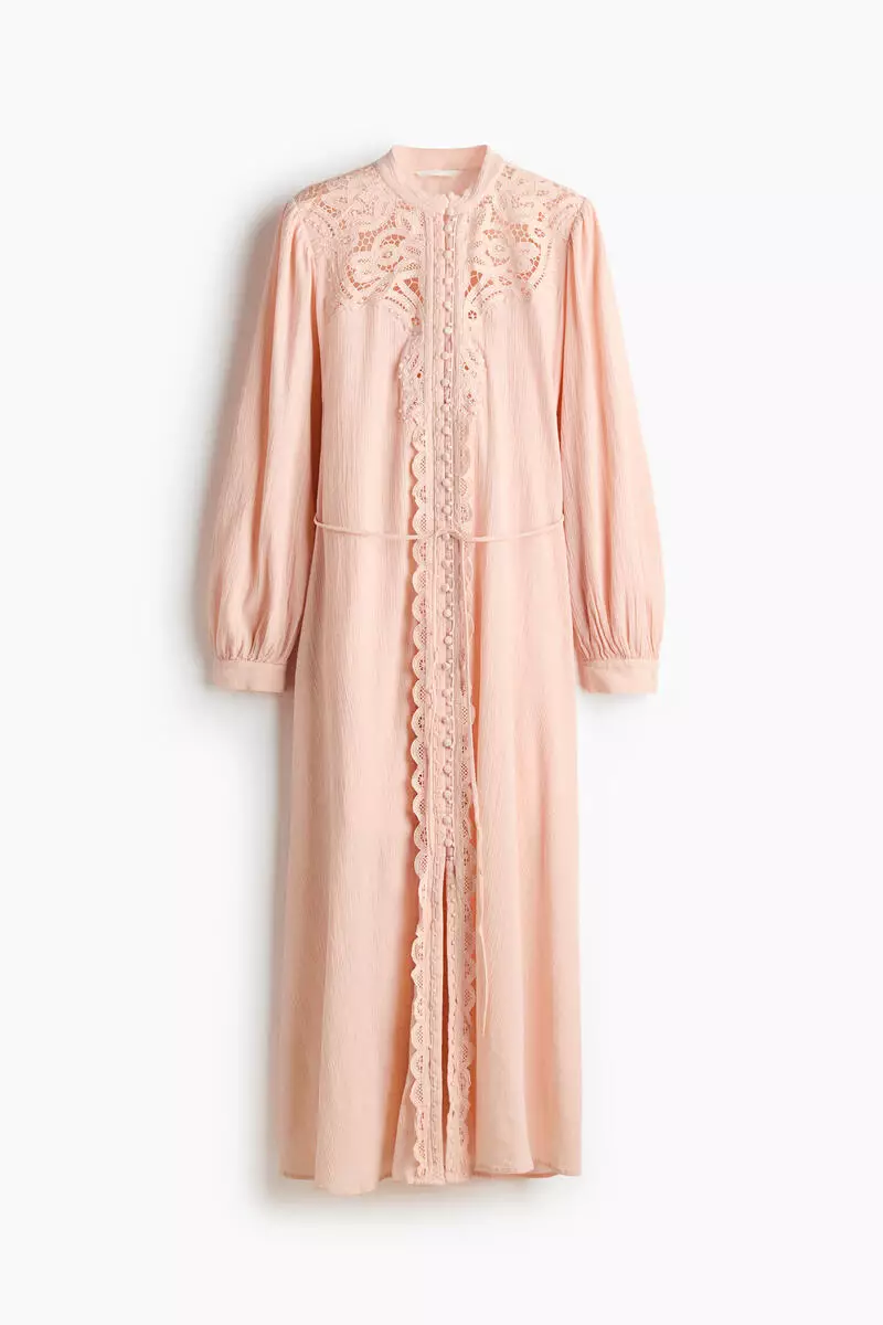 Lace-detail cotton dress
