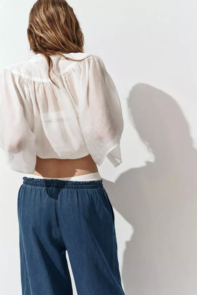 Wide paper bag trousers